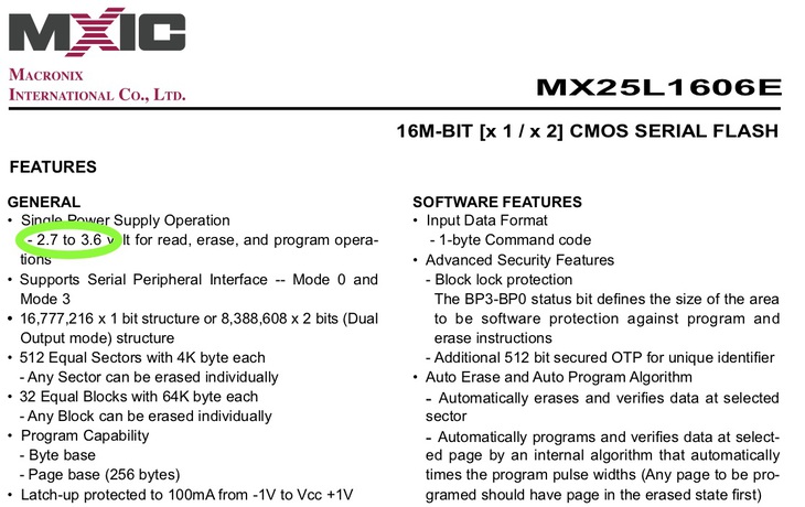 MX25L1606E Flash Chip Spec
