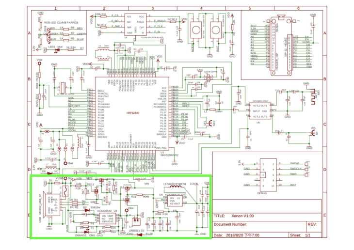 Particle Mesh Xenon Schematic with power circuitry highlighted