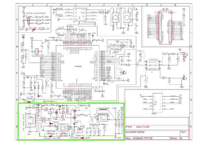 Particle Mesh Xenon Schematic with power circuitry highlighted