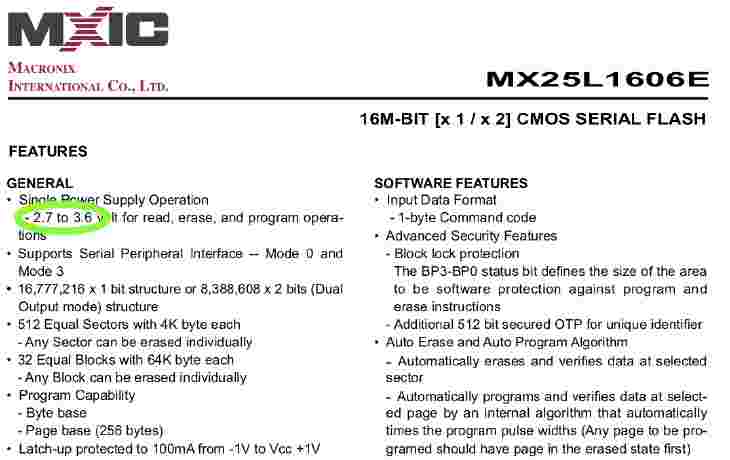 MX25L1606E Flash Chip Spec