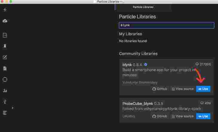 Install the library in Particle Dev