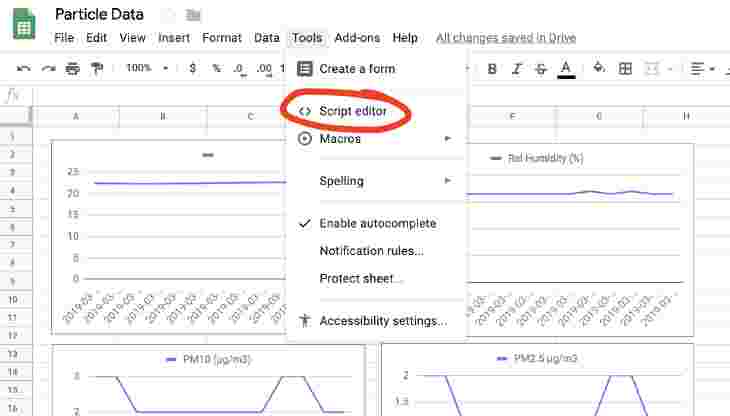 Script Editor in Google Sheets