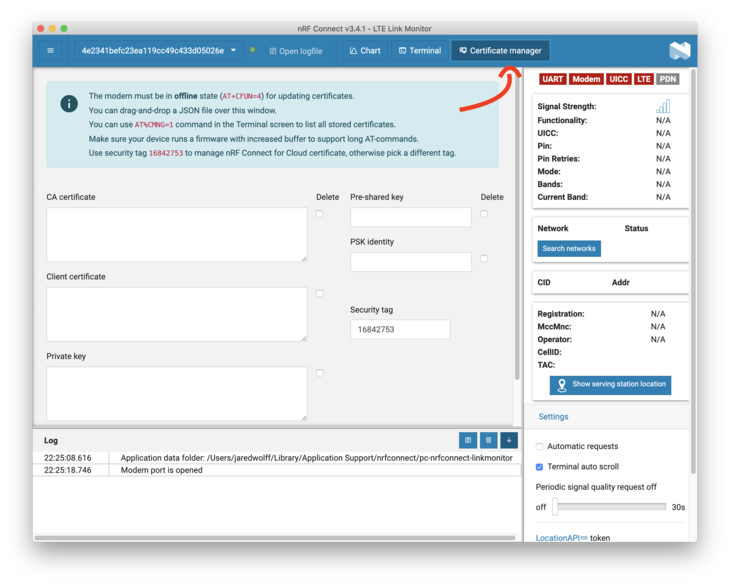 LTE Link Monitor Certificate Manager
