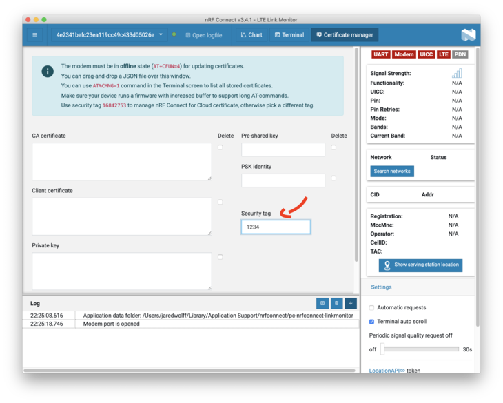 LTE Link Monitor Security Tag