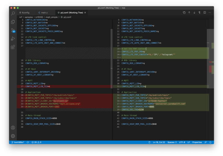 prj.conf differences