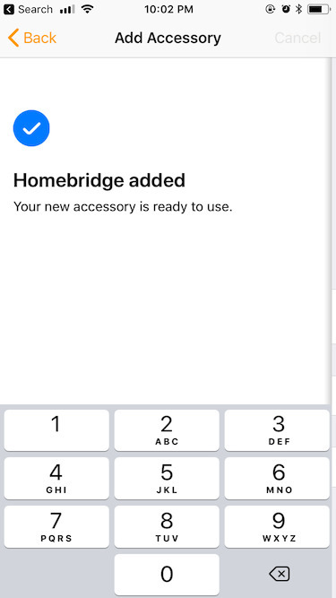 Homebridge added success!