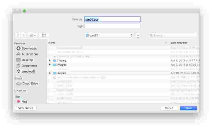 Export .csv file