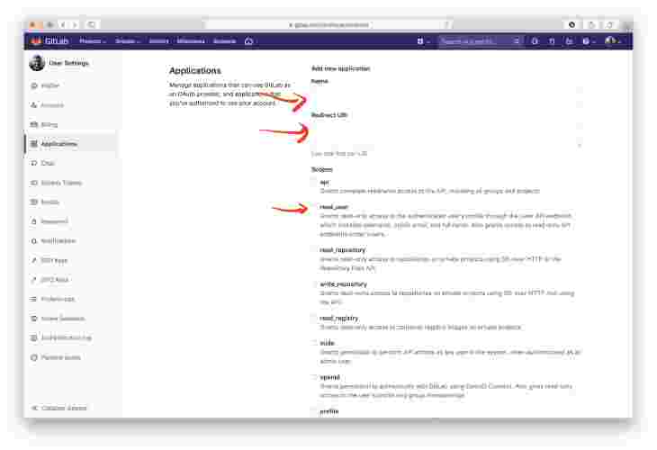 Gitlab add application