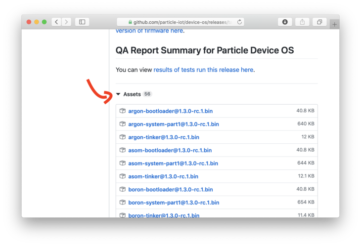 Device OS binary download