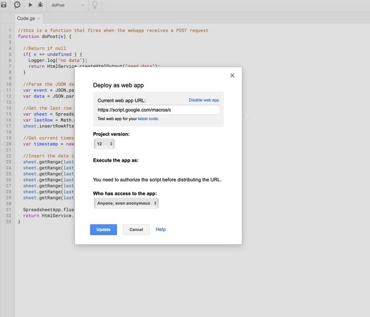 Google Docs Webhook