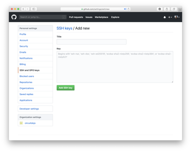 Add new SSH key in Github