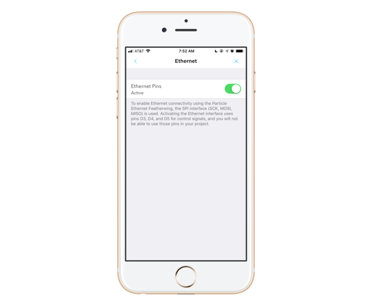 Ethernet settings screen