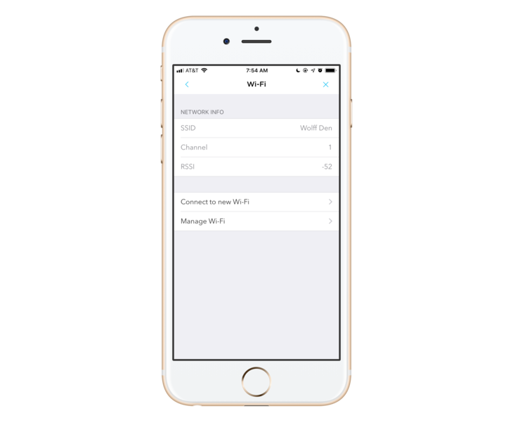 Wifi settings screen