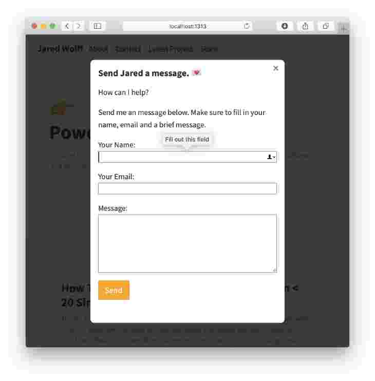 Contact form Screenshot