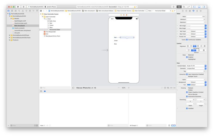 Dragging Slider to Xcode View