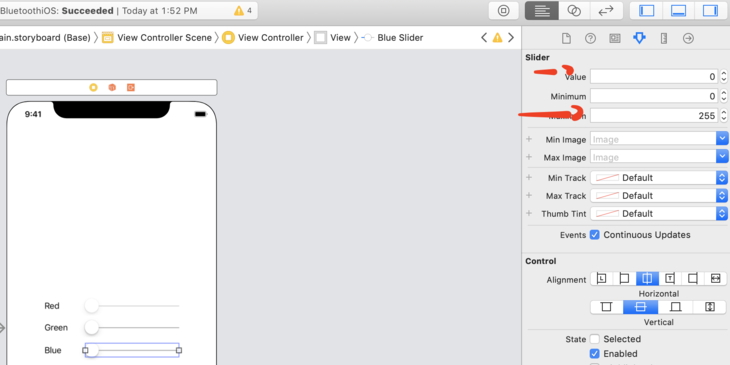 Set default value and max value of slider