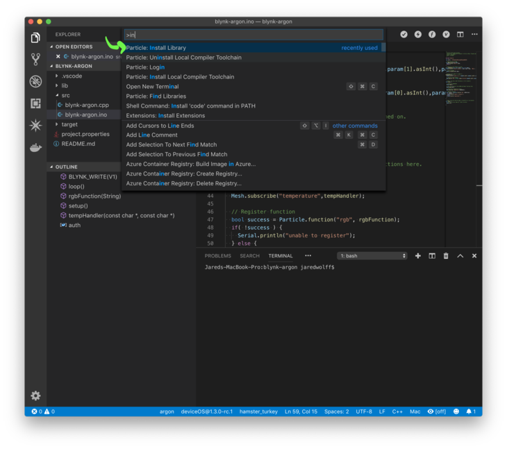 Install library in Visual Studio Code